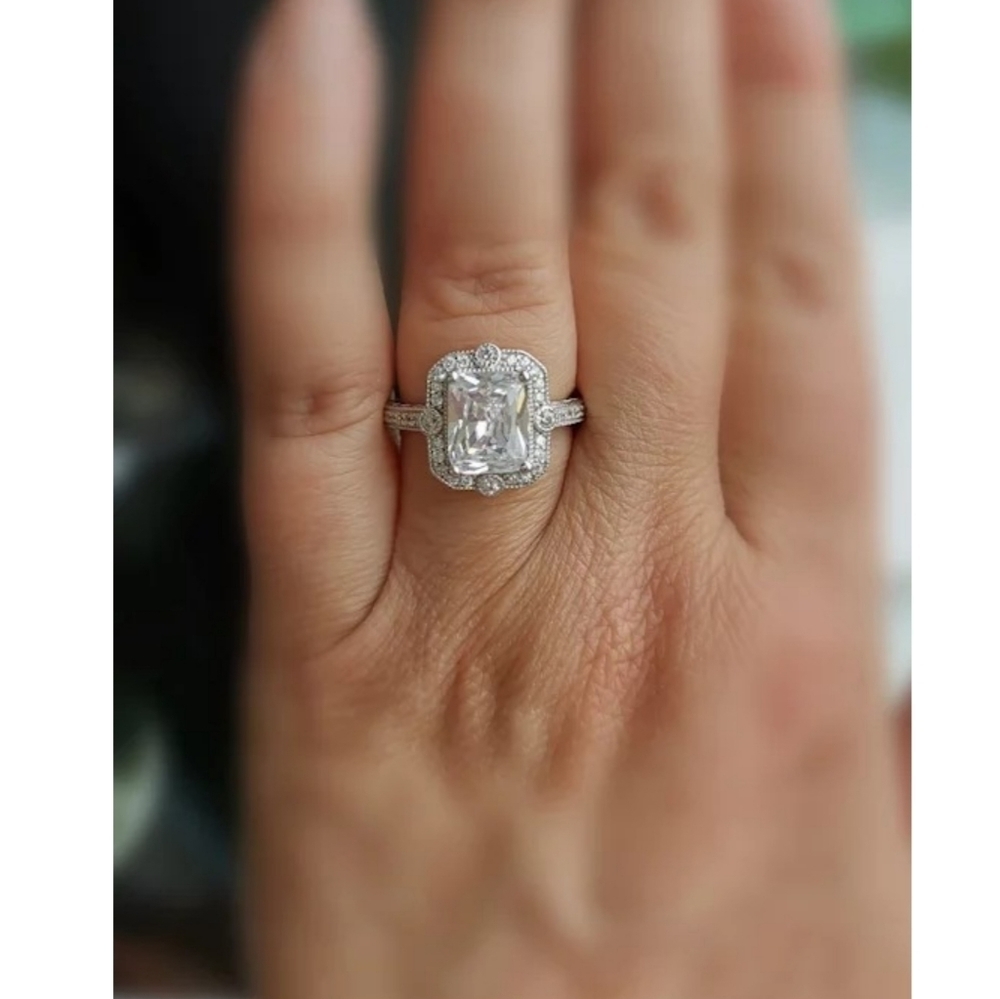 Sterling silver cz engagement cocktail ring size 7 🆕 - Picture 9 of 9
